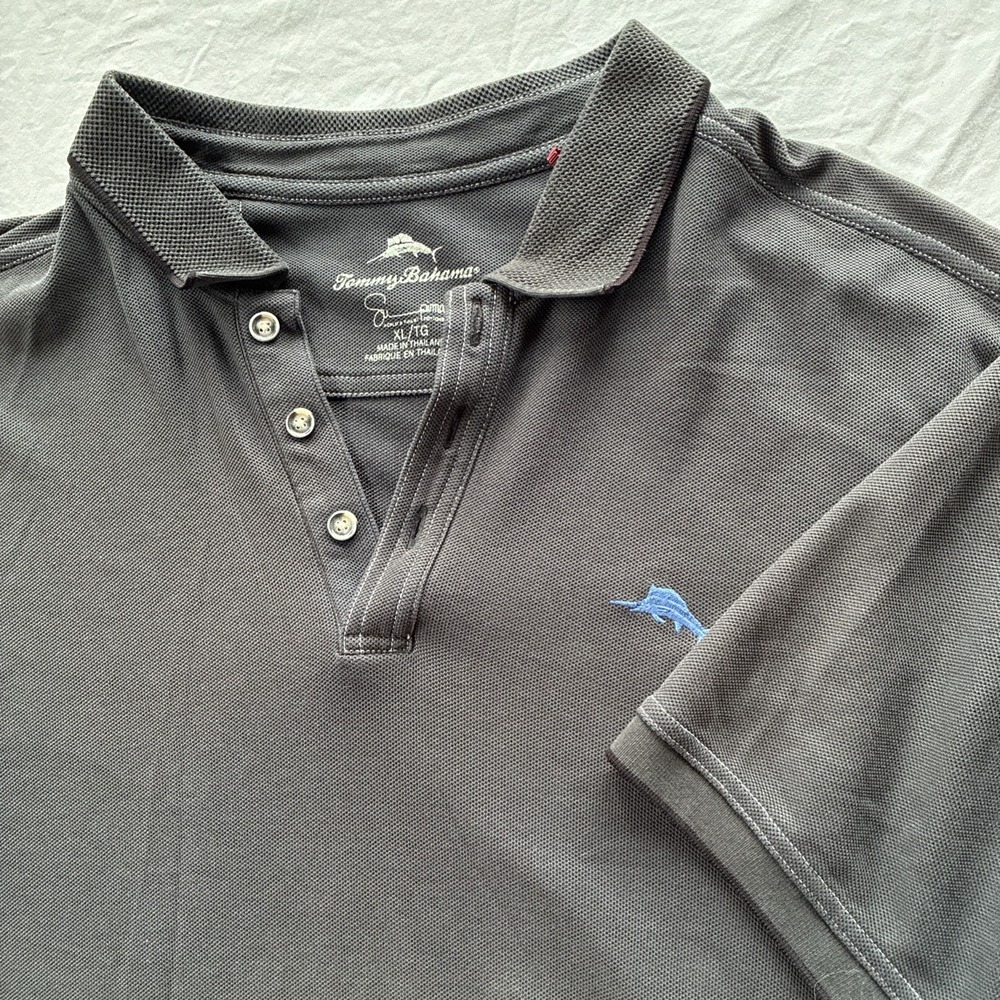 Tommy Bahama Mens Supima Polo Shirt Size XL Charcoal Gray